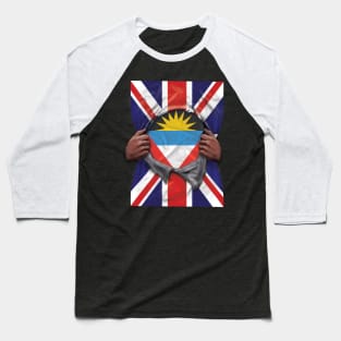 Antigua & Barbuda Flag Great Britain Flag Ripped - Gift for Antiguan & Barbudan From Antigua & Barbuda Baseball T-Shirt